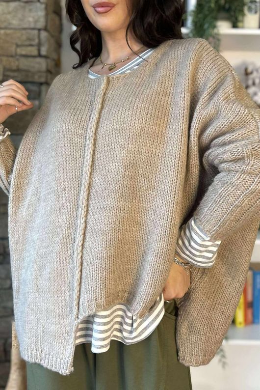 Inside Out Oversized Grunge Knit Oatmeal